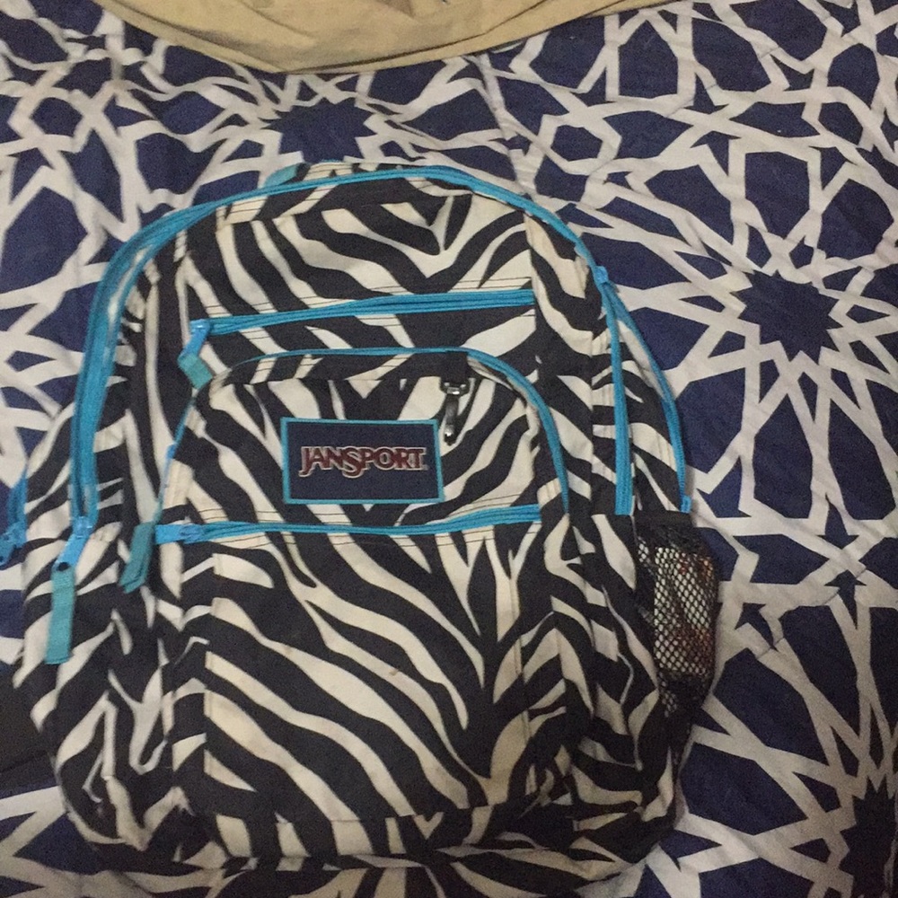 Zebra print jansport backpack